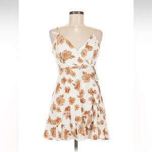 Altar'd State Floral Wrap Dress in White and Orange - Size M